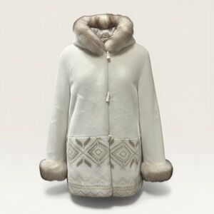 Vintage Hannah by Mar Lo Faux Trimmed Jacket with Geometric Trim